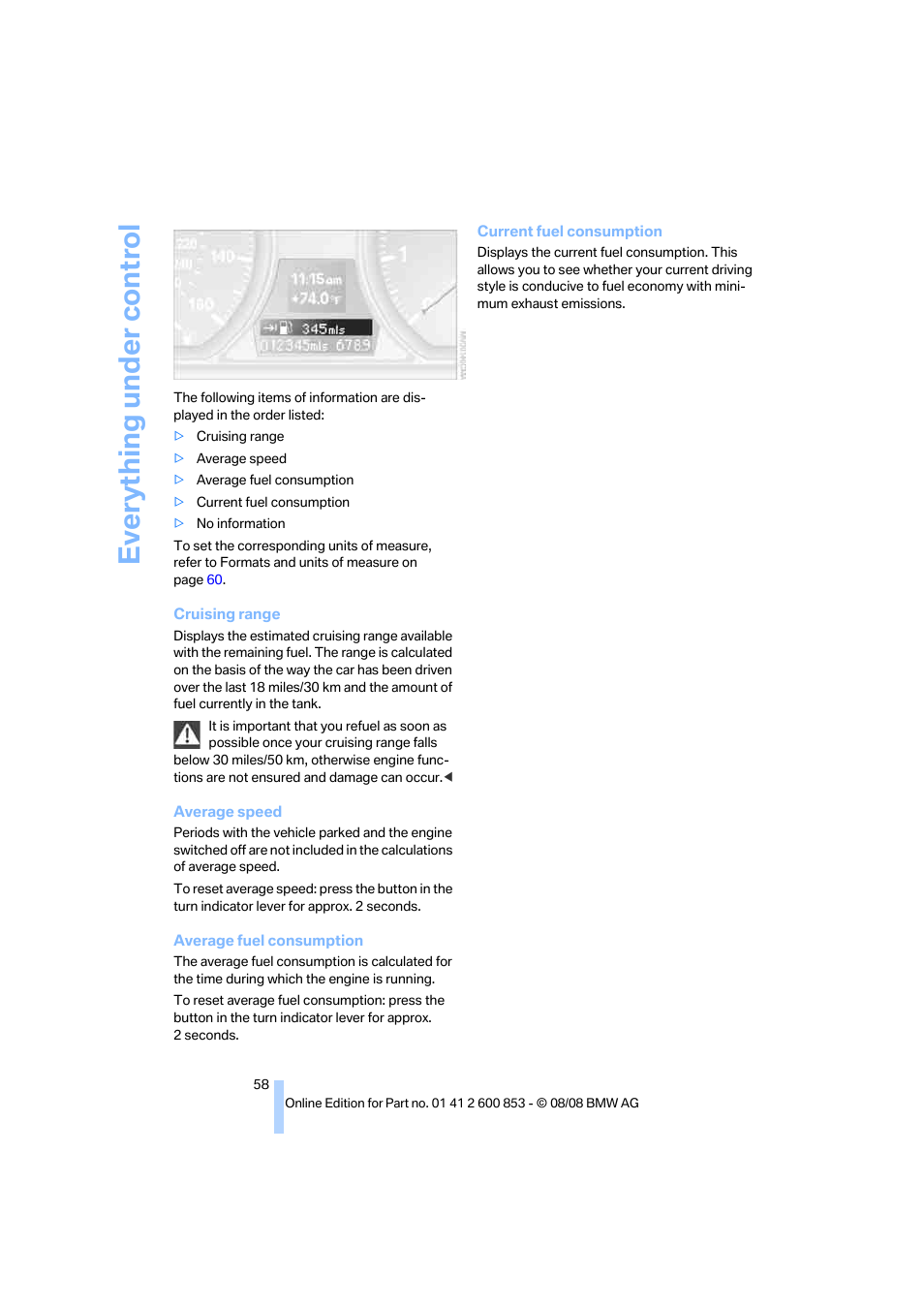 Everything under control | BMW 135i Convertible 2009 User Manual | Page 60 / 166