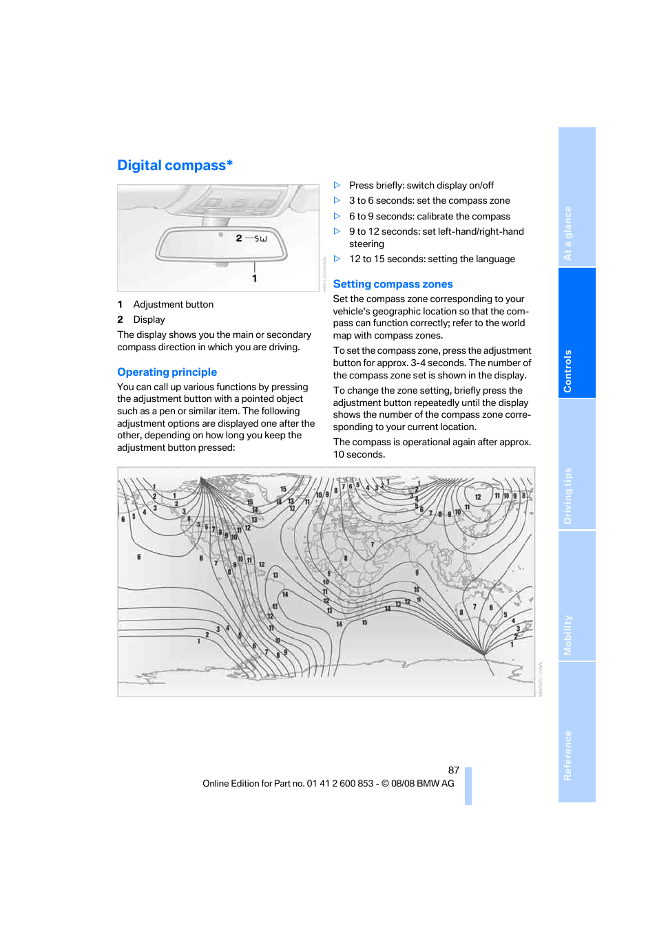 Digital compass | BMW 135i Convertible 2009 User Manual | Page 89 / 166