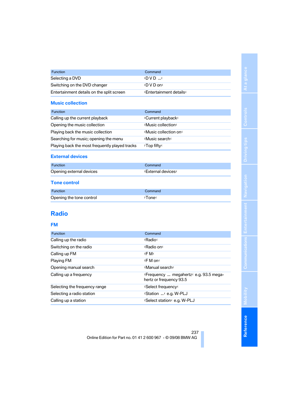 Radio | BMW 335i Convertible 2009 User Manual | Page 239 / 260