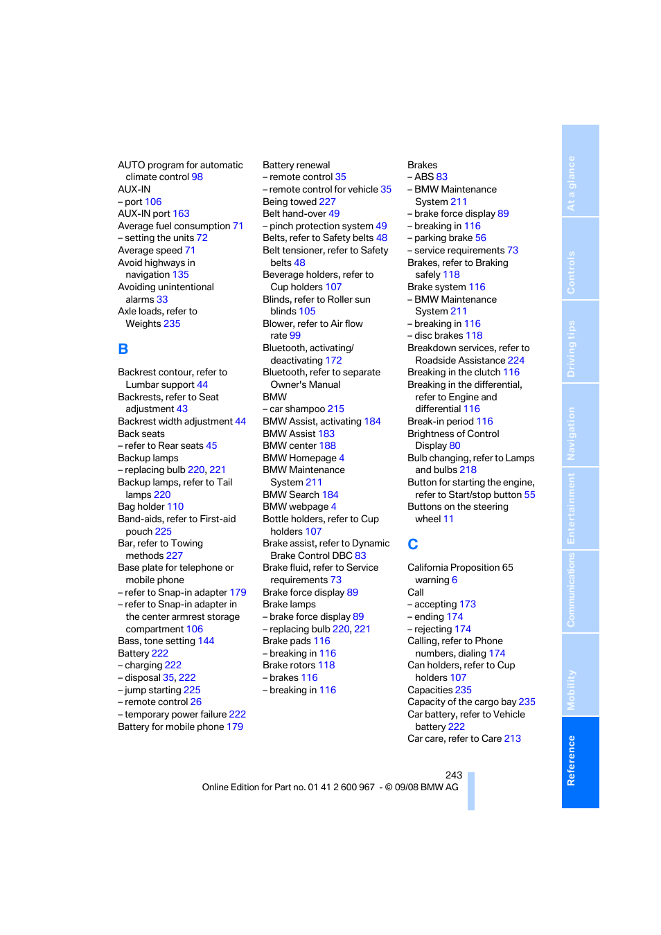 BMW 335i Convertible 2009 User Manual | Page 245 / 260