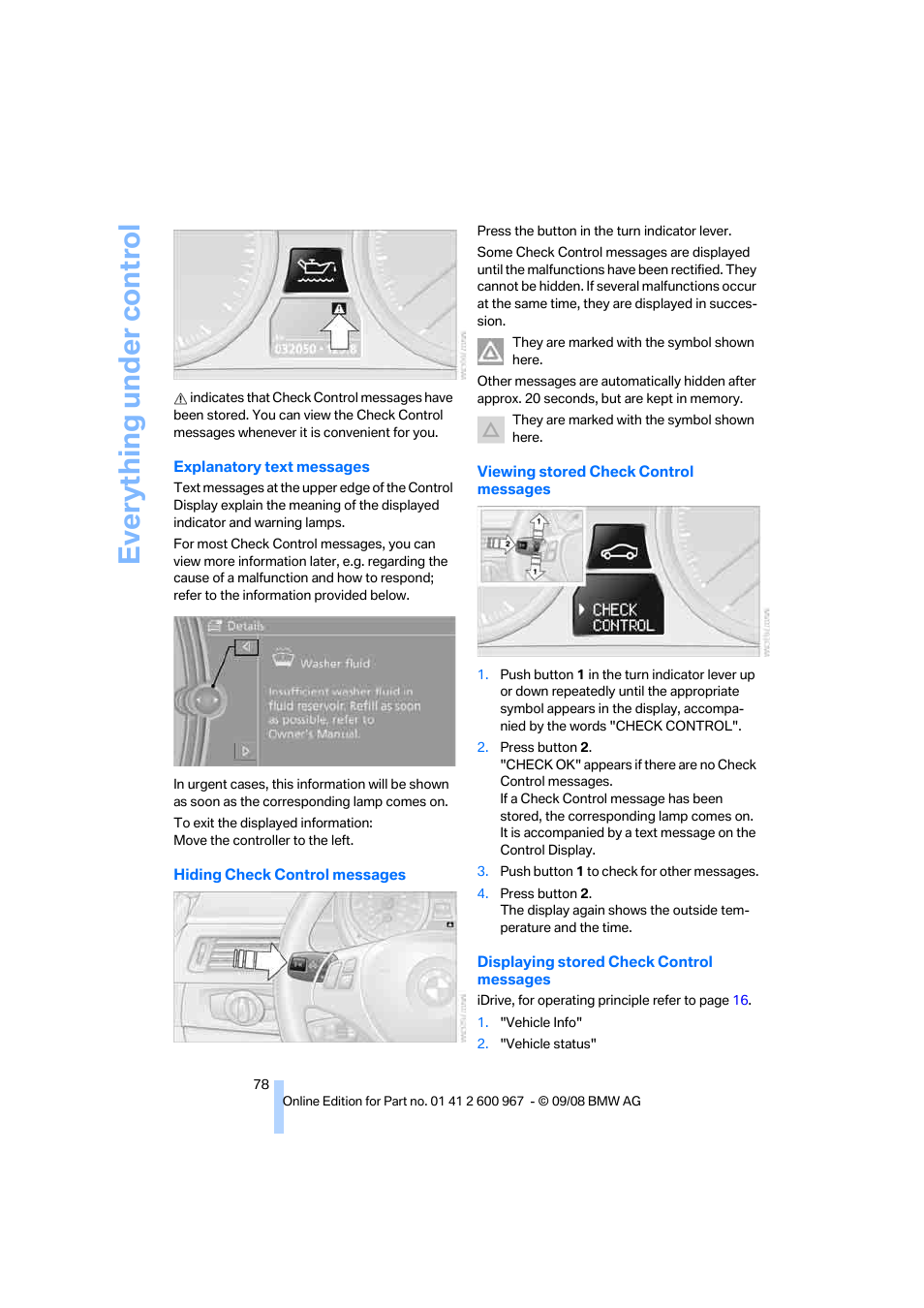 Everything under control | BMW 335i Convertible 2009 User Manual | Page 80 / 260