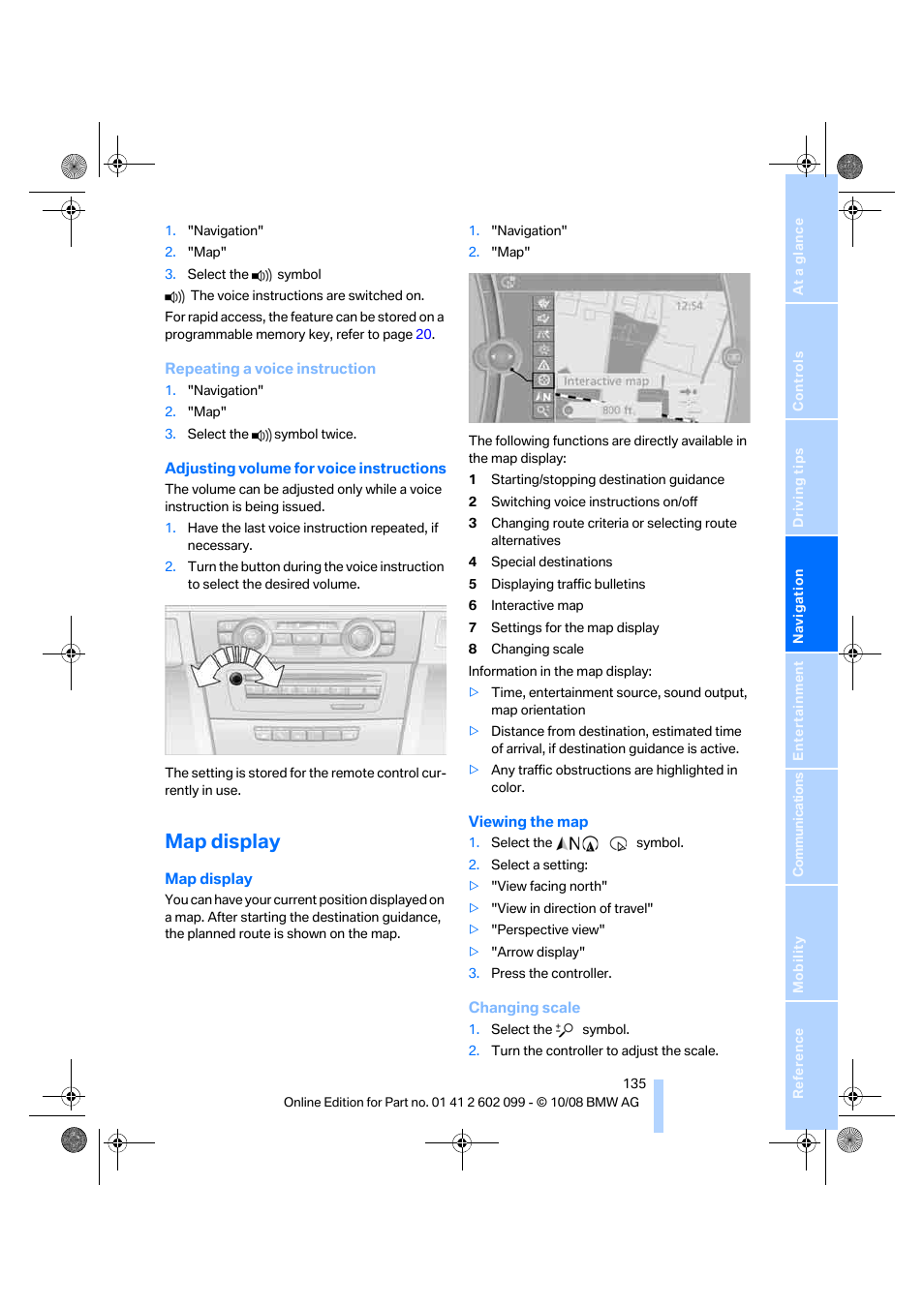 Map display | BMW 328i xDrive Sports Wagon 2009 User Manual | Page 137 / 268