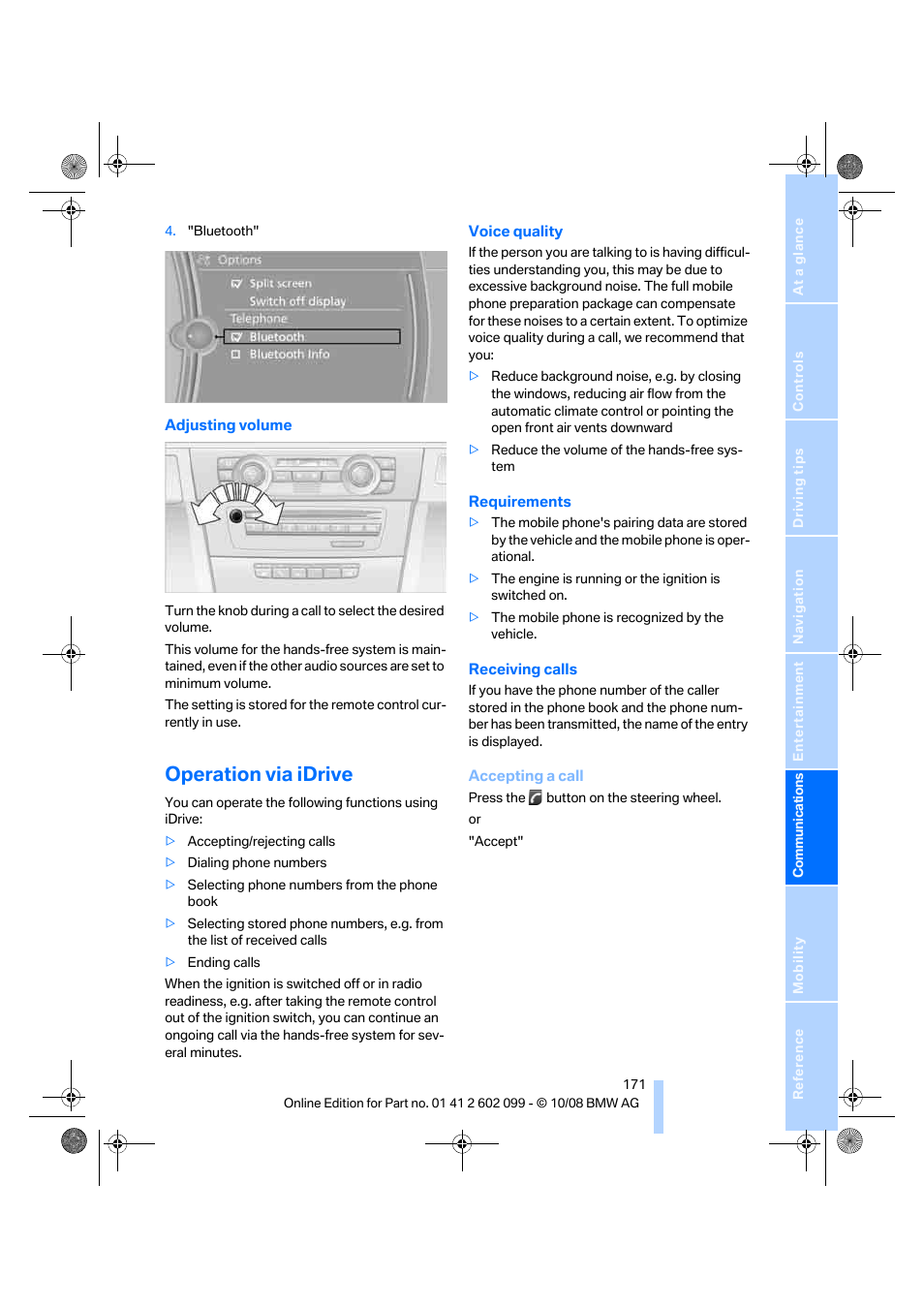 Operation via idrive | BMW 328i xDrive Sports Wagon 2009 User Manual | Page 173 / 268