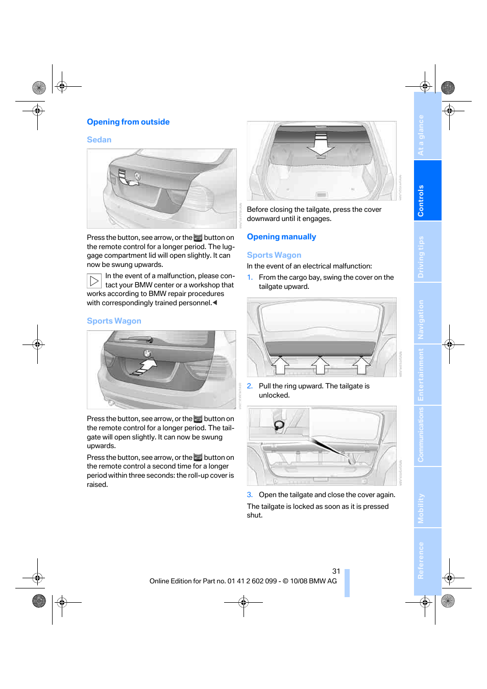 BMW 328i xDrive Sports Wagon 2009 User Manual | Page 33 / 268