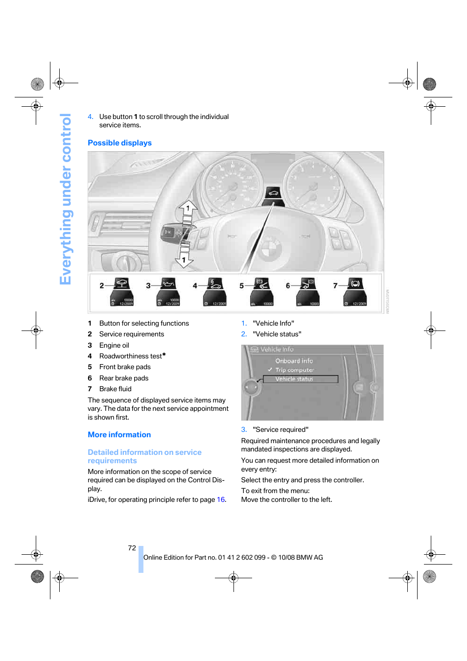 Everything under control | BMW 328i xDrive Sports Wagon 2009 User Manual | Page 74 / 268