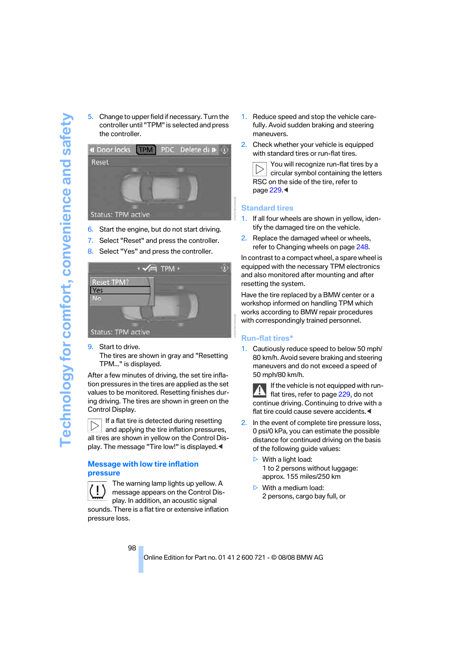 Technology for comfort, convenience and safety | BMW 535i xDrive Sports Wagon 2009 User Manual | Page 100 / 294