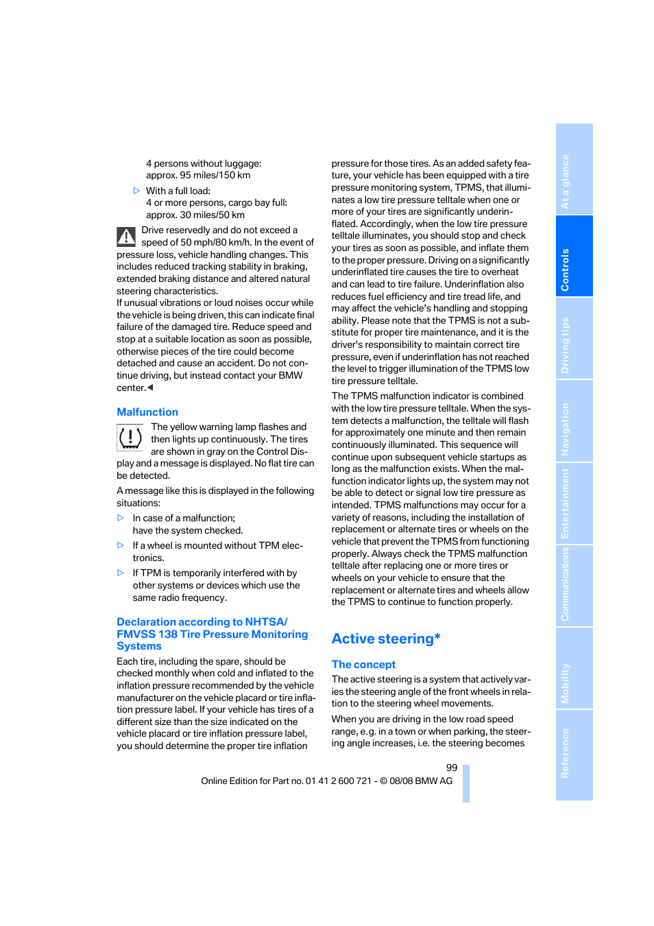 Active steering | BMW 535i xDrive Sports Wagon 2009 User Manual | Page 101 / 294