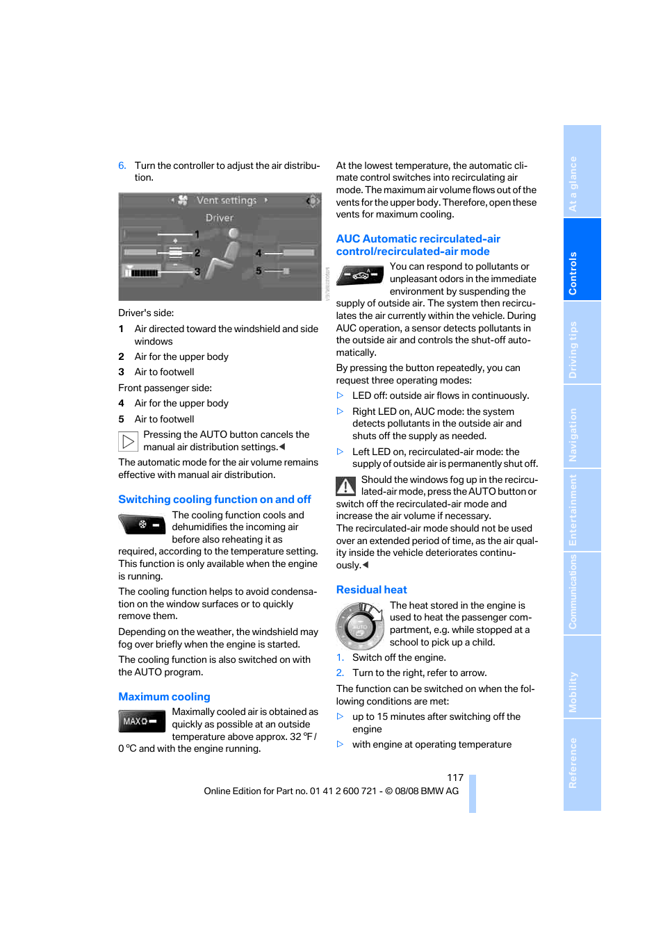 Ling function | BMW 535i xDrive Sports Wagon 2009 User Manual | Page 119 / 294