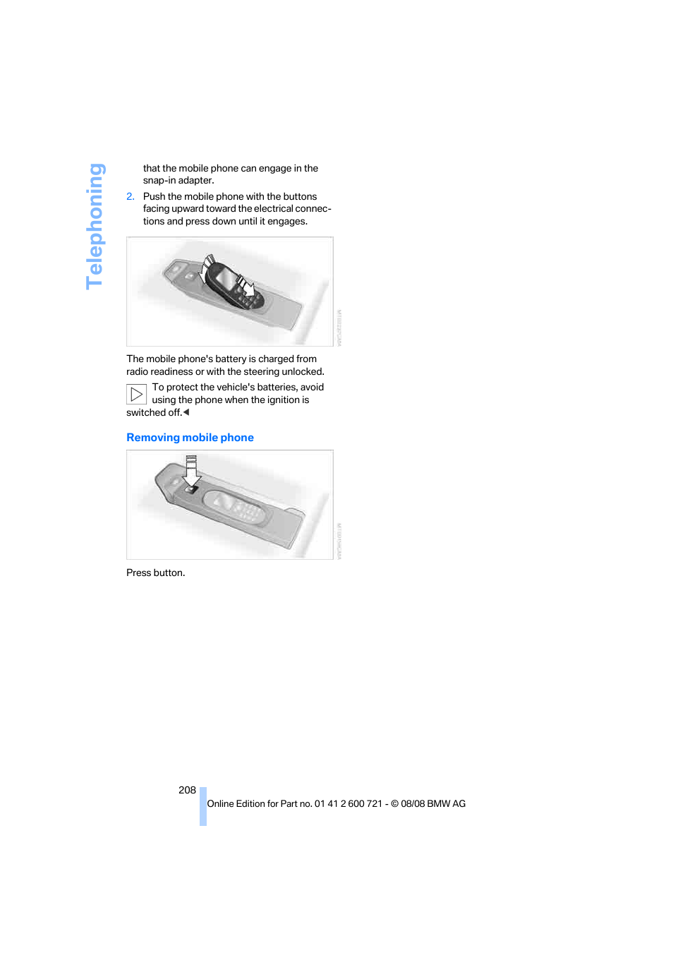 Telephoning | BMW 535i xDrive Sports Wagon 2009 User Manual | Page 210 / 294