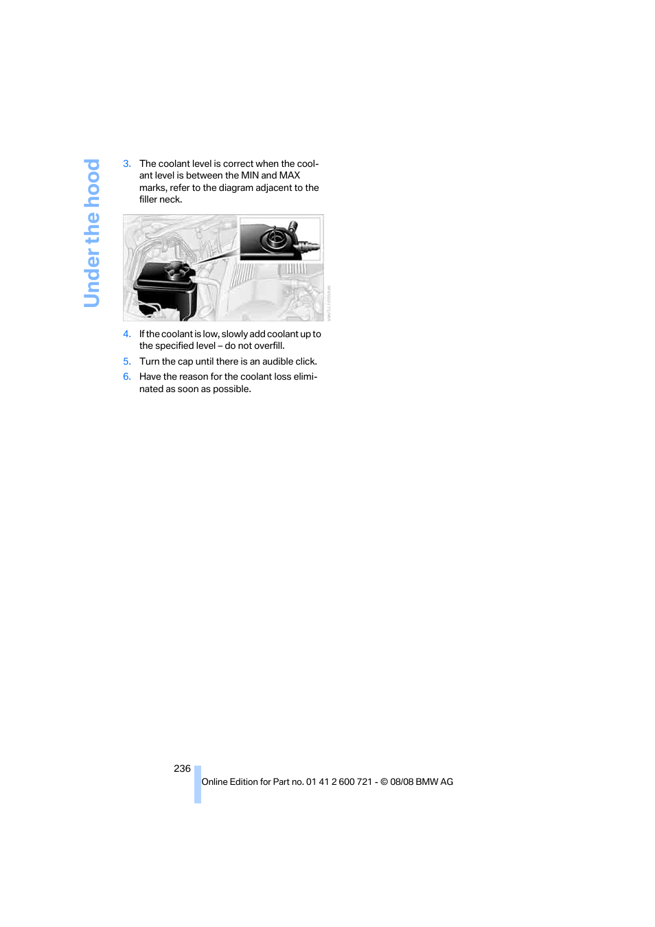 Under the hood | BMW 535i xDrive Sports Wagon 2009 User Manual | Page 238 / 294