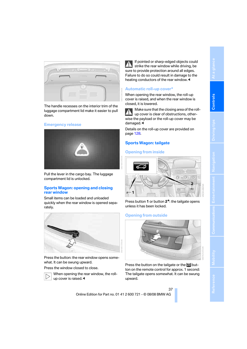 BMW 535i xDrive Sports Wagon 2009 User Manual | Page 39 / 294