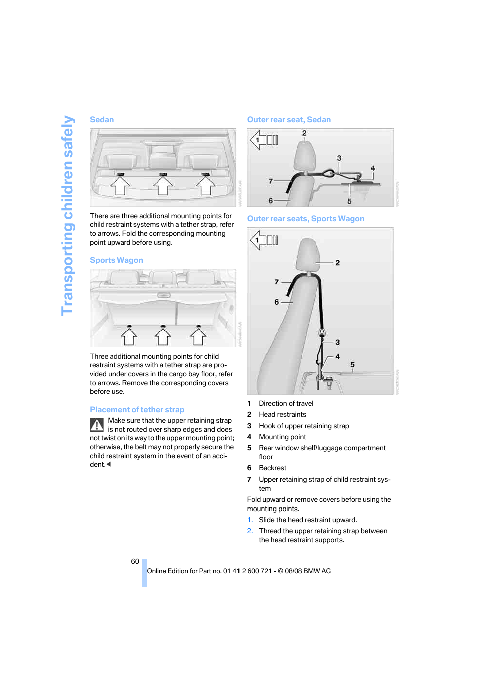 Transporting children safely | BMW 535i xDrive Sports Wagon 2009 User Manual | Page 62 / 294