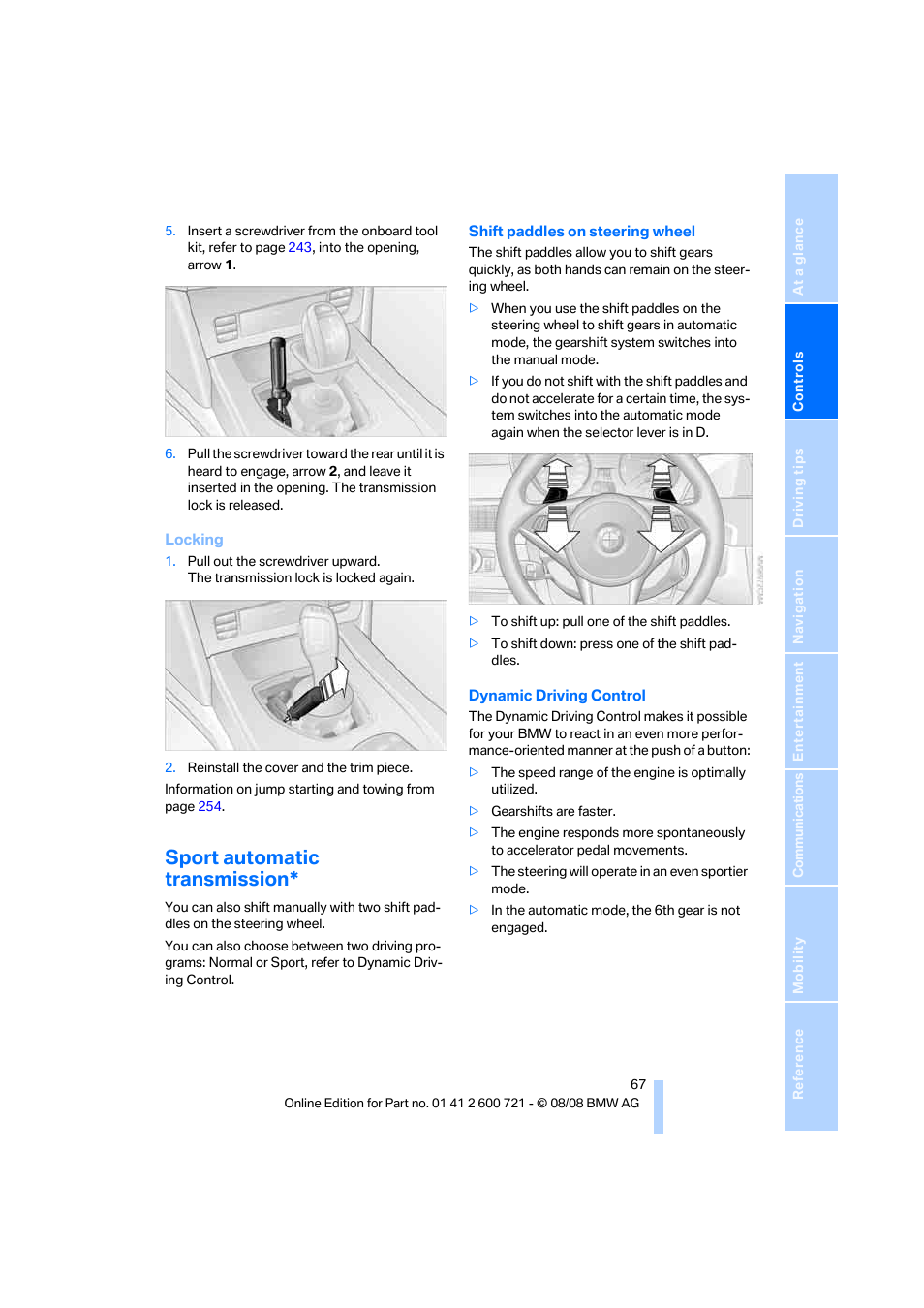 Sport automatic transmission | BMW 535i xDrive Sports Wagon 2009 User Manual | Page 69 / 294