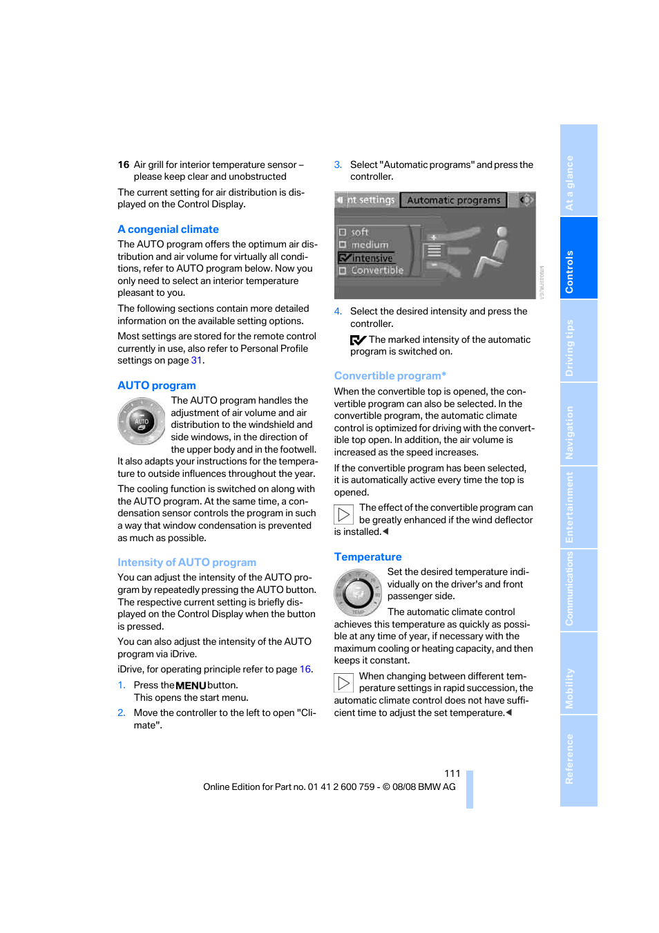 Right, Volume | BMW 650i Convertible 2009 User Manual | Page 113 / 272