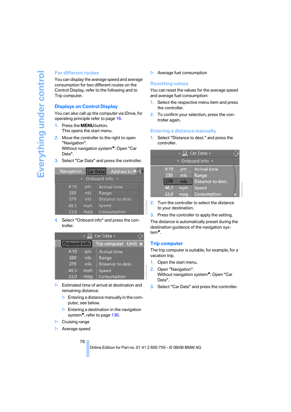 Everything under control | BMW 650i Convertible 2009 User Manual | Page 80 / 272