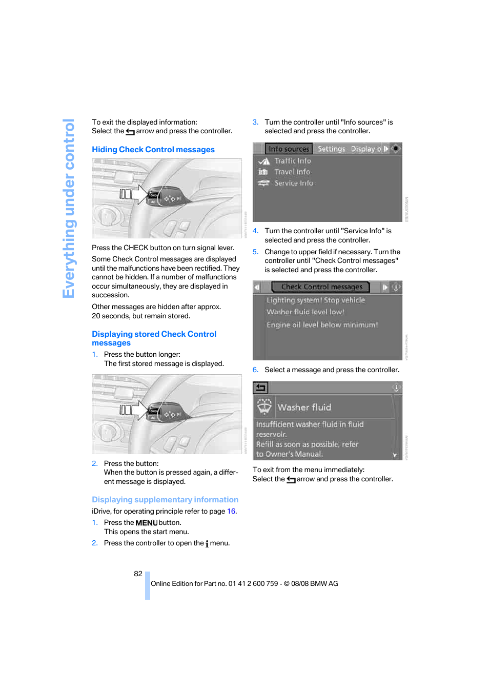 Everything under control | BMW 650i Convertible 2009 User Manual | Page 84 / 272