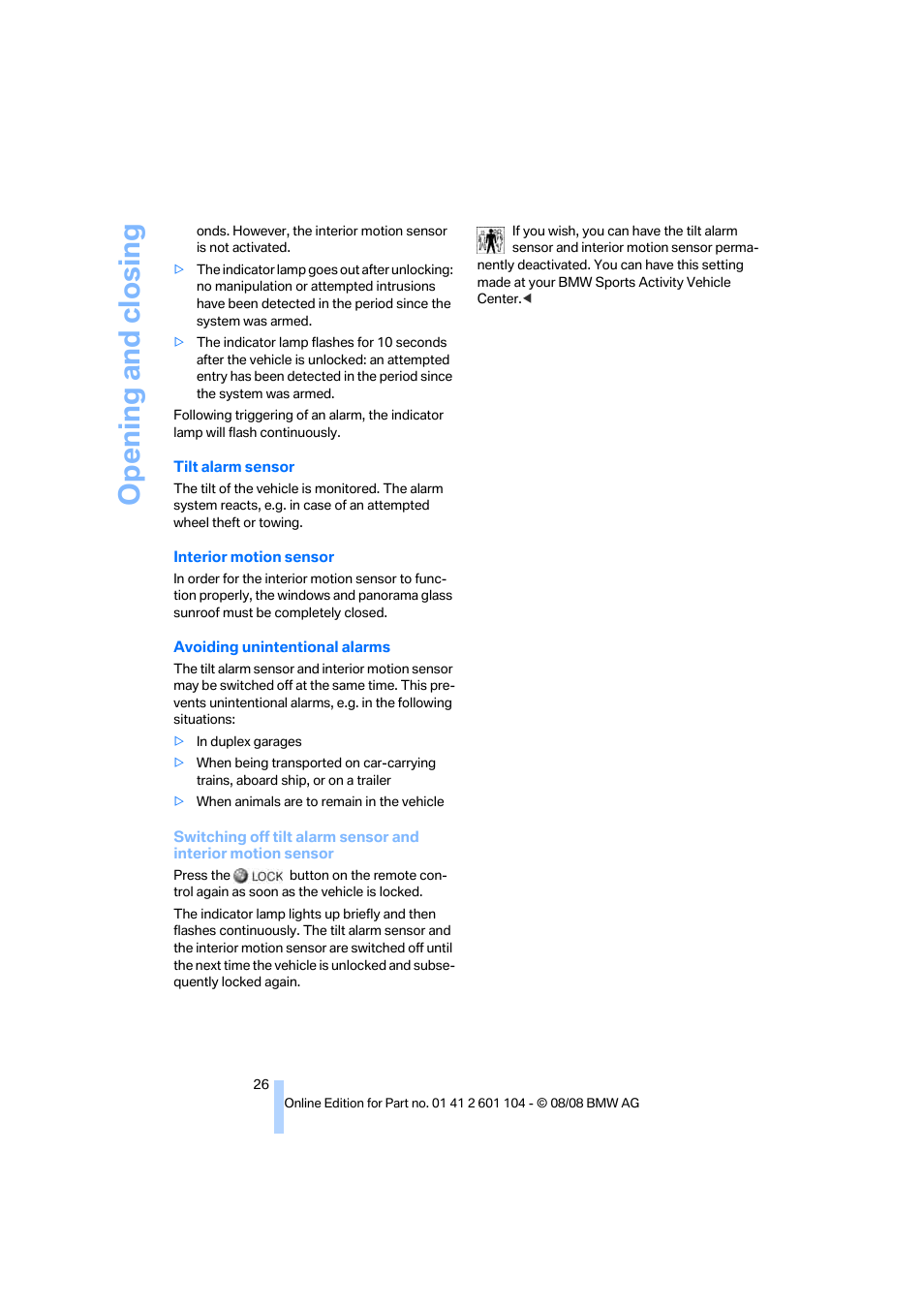 Opening and closing | BMW X3 xDrive30i 2009 User Manual | Page 28 / 146