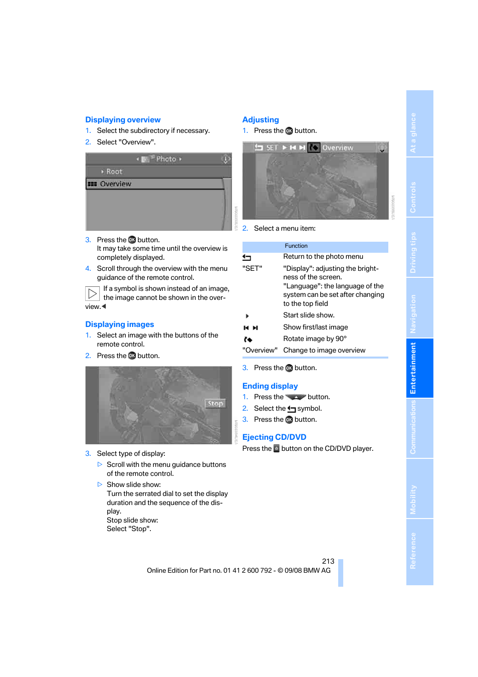 BMW X5 xDrive35d 2009 User Manual | Page 215 / 317