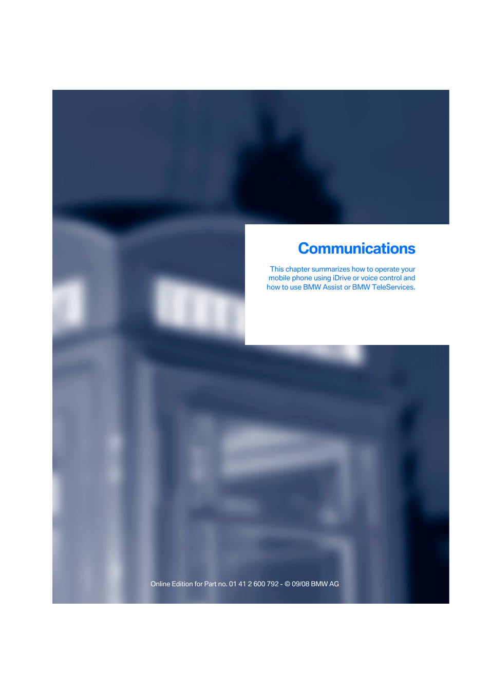 Communications | BMW X5 xDrive35d 2009 User Manual | Page 221 / 317