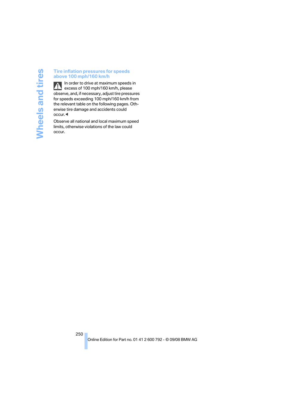 Wheels and tires | BMW X5 xDrive35d 2009 User Manual | Page 252 / 317