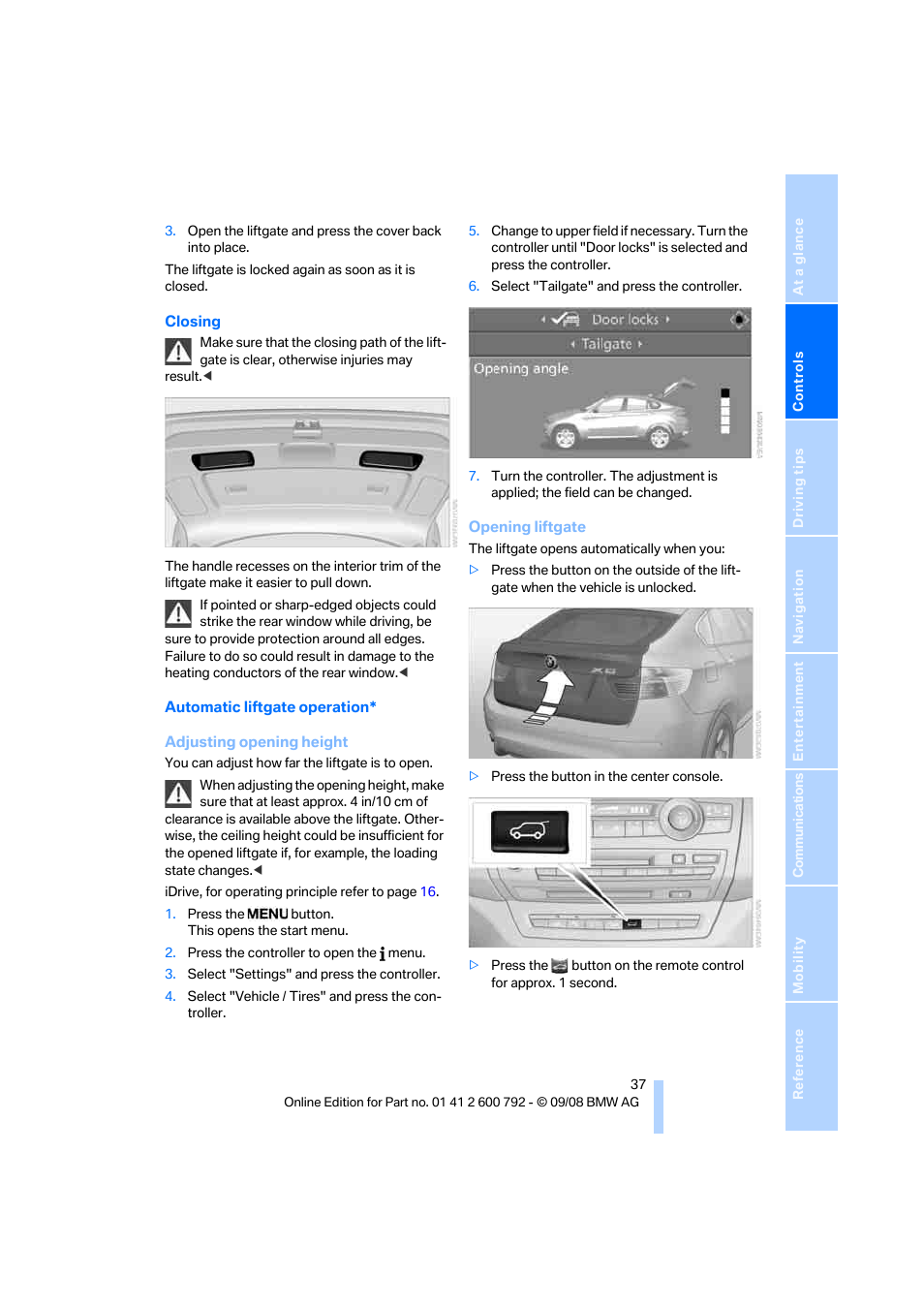 BMW X5 xDrive35d 2009 User Manual | Page 39 / 317