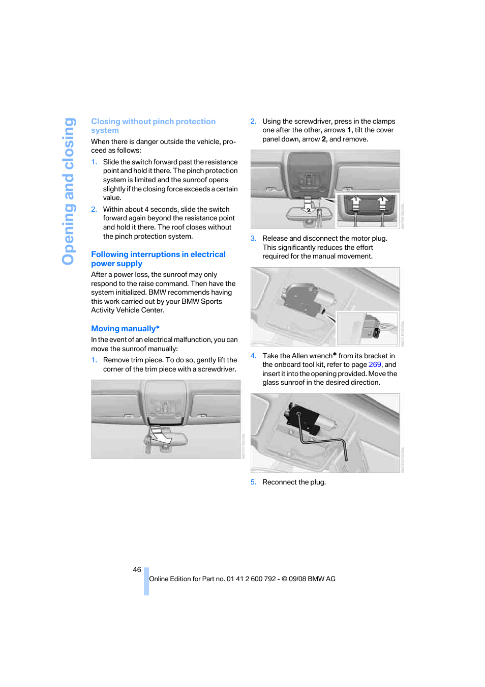 Opening and closing | BMW X5 xDrive35d 2009 User Manual | Page 48 / 317