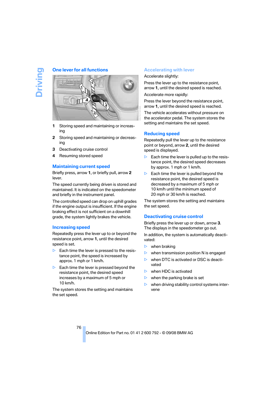 Driving | BMW X5 xDrive35d 2009 User Manual | Page 78 / 317