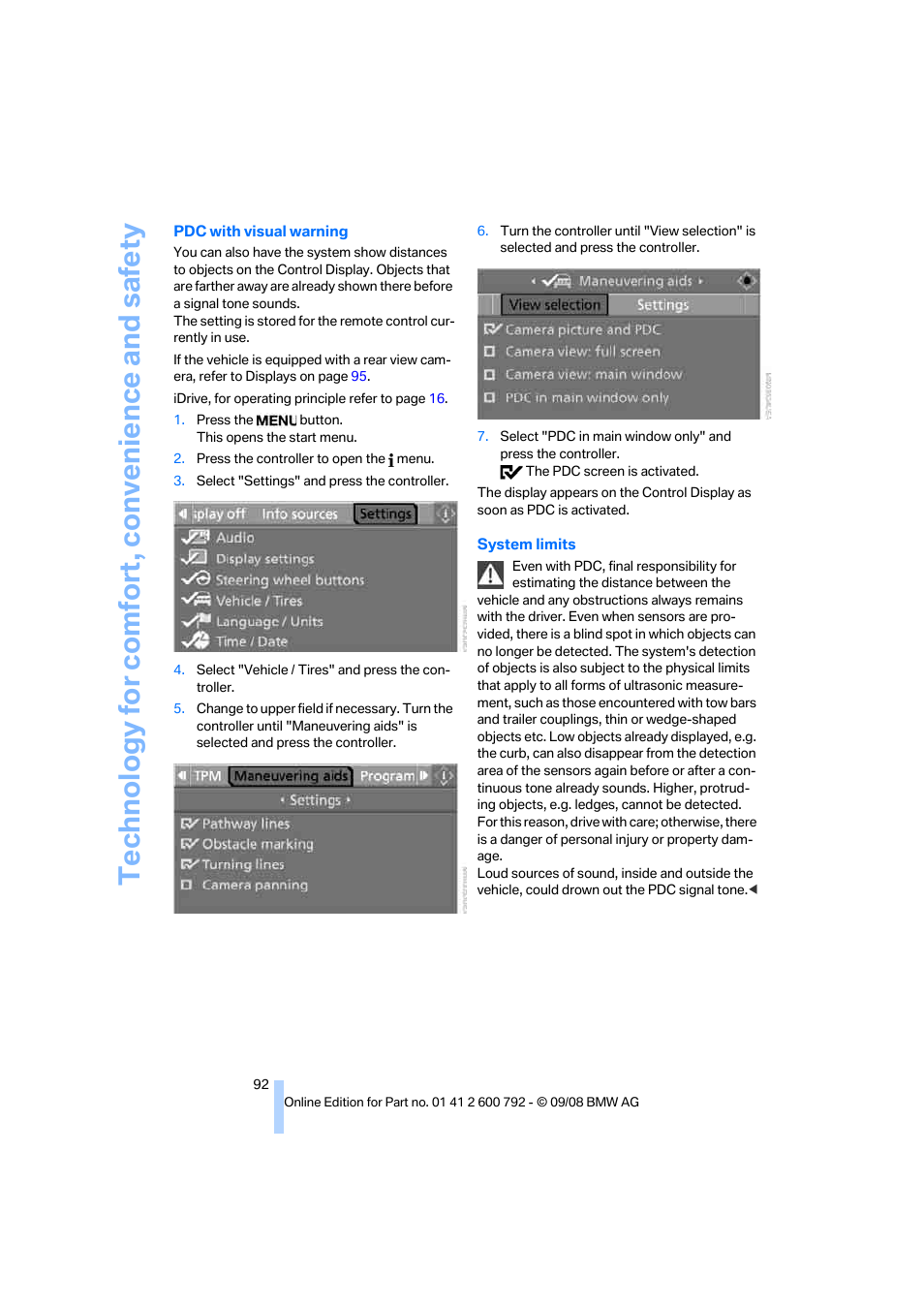 Technology for comfort, convenience and safety | BMW X5 xDrive35d 2009 User Manual | Page 94 / 317