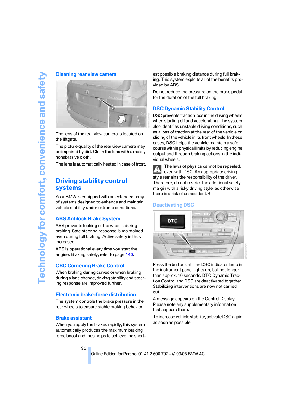 Driving stability control systems, Technology for comfort, convenience and safety | BMW X5 xDrive35d 2009 User Manual | Page 98 / 317