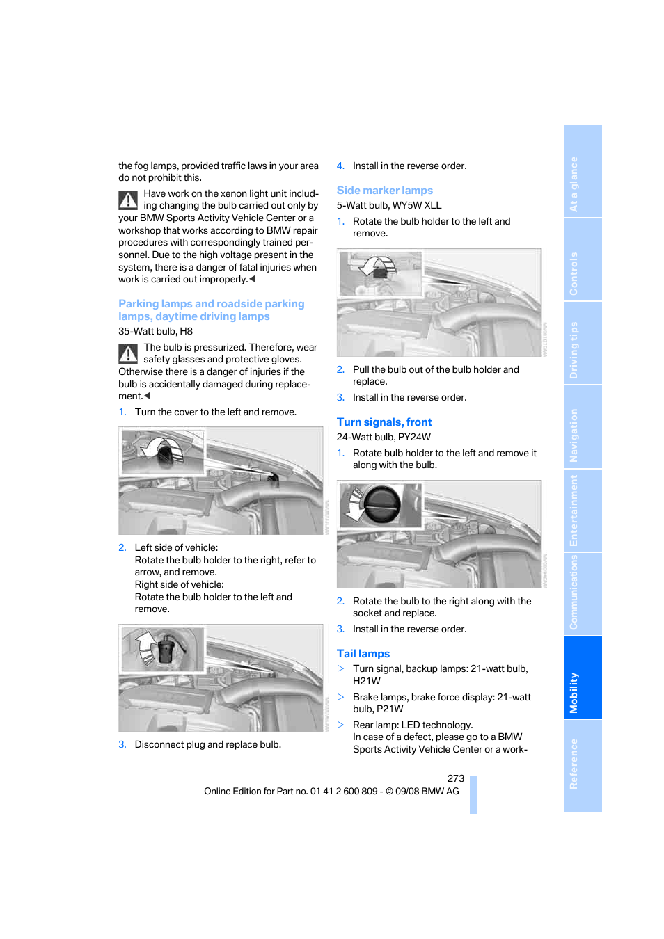 BMW X6 xDrive50i 2009 User Manual | Page 275 / 317