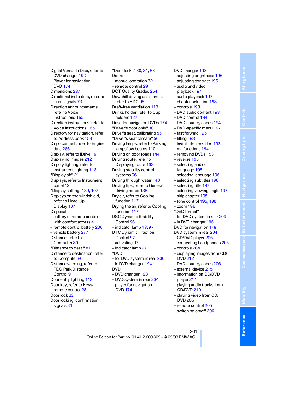 BMW X6 xDrive50i 2009 User Manual | Page 303 / 317