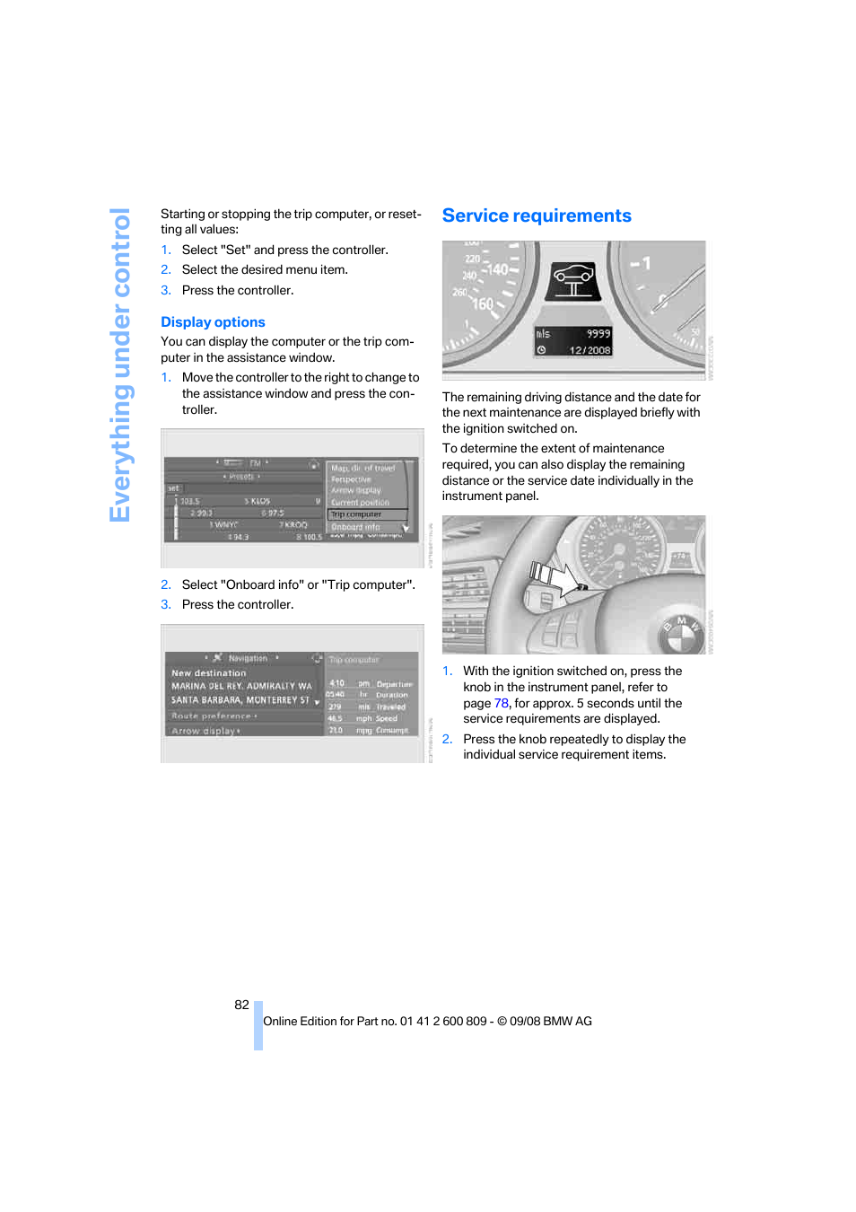 Service requirements, Everything under control | BMW X6 xDrive50i 2009 User Manual | Page 84 / 317