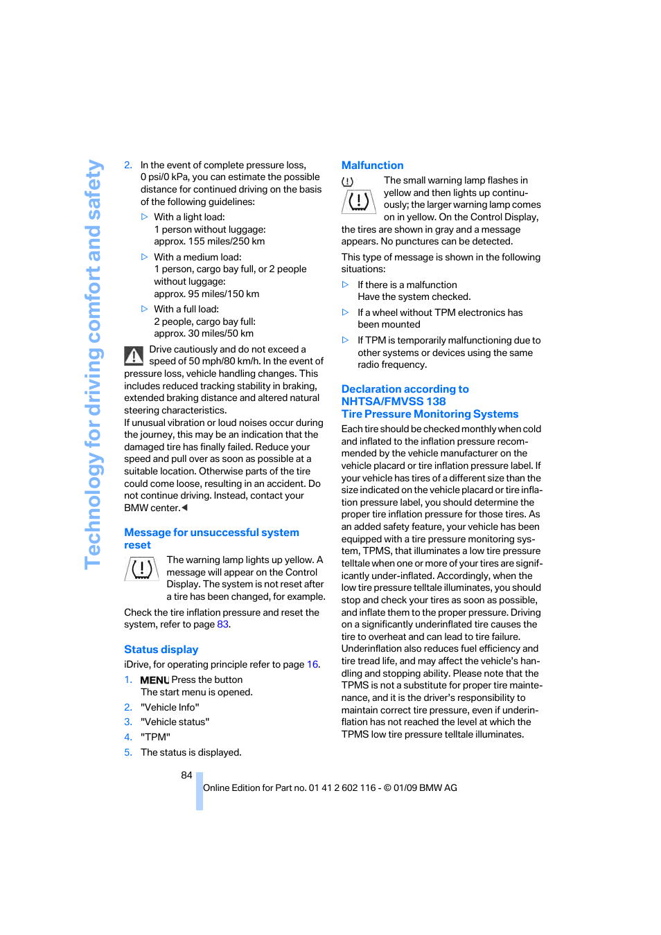 Technology for driving comfort and safety | BMW Z4 sDrive35i 2009 User Manual | Page 86 / 248