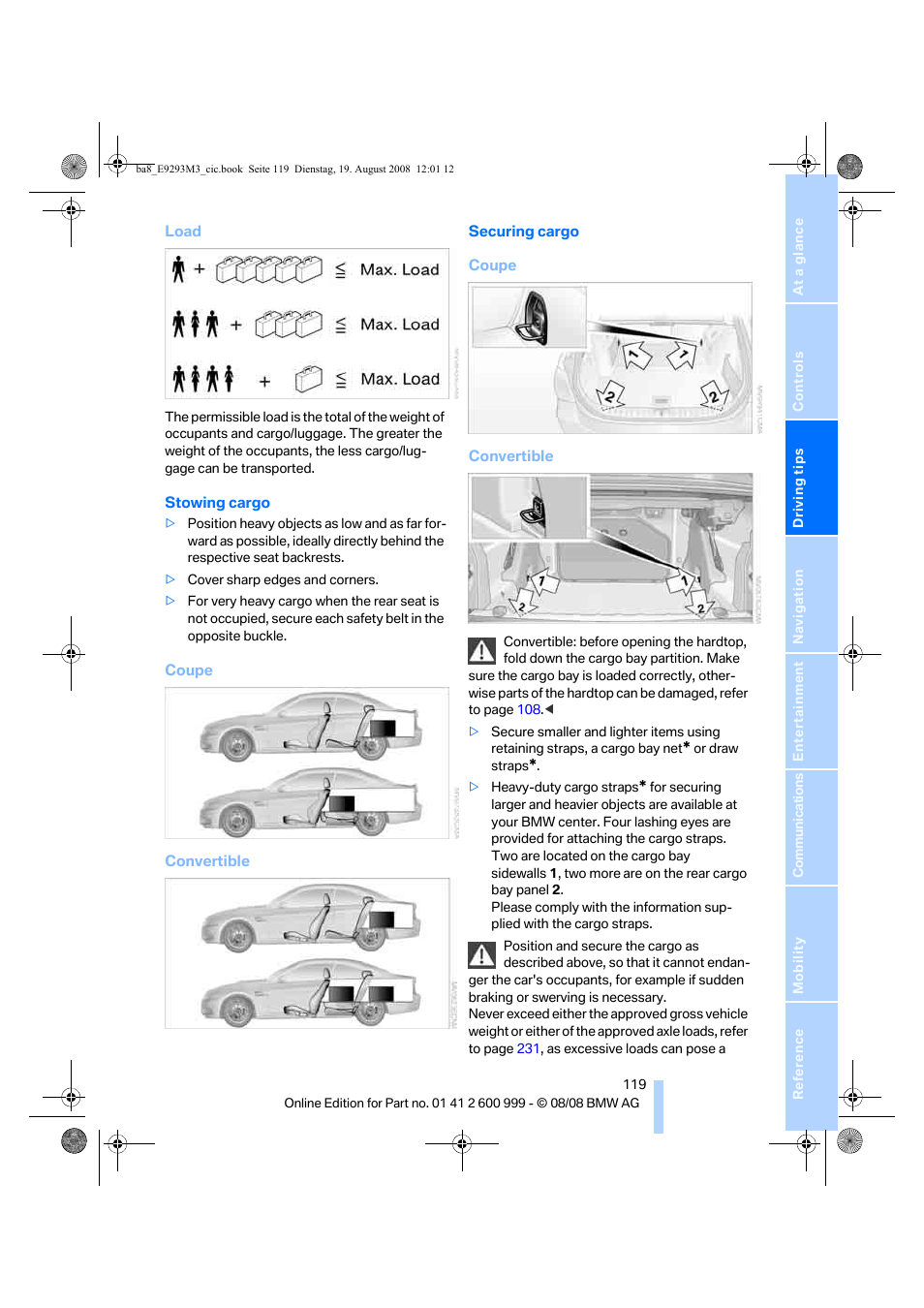 BMW M3 Convertible 2009 User Manual | Page 121 / 256