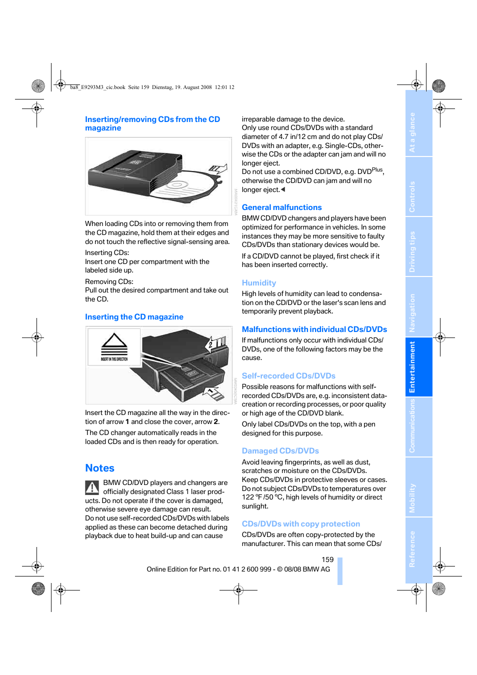 Notes | BMW M3 Convertible 2009 User Manual | Page 161 / 256