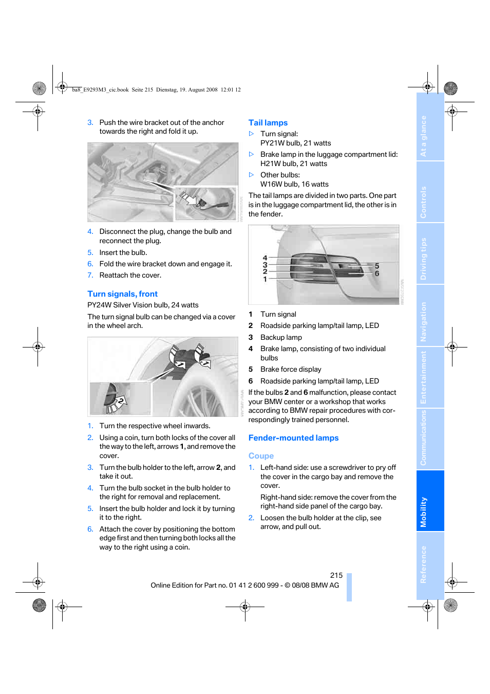 BMW M3 Convertible 2009 User Manual | Page 217 / 256