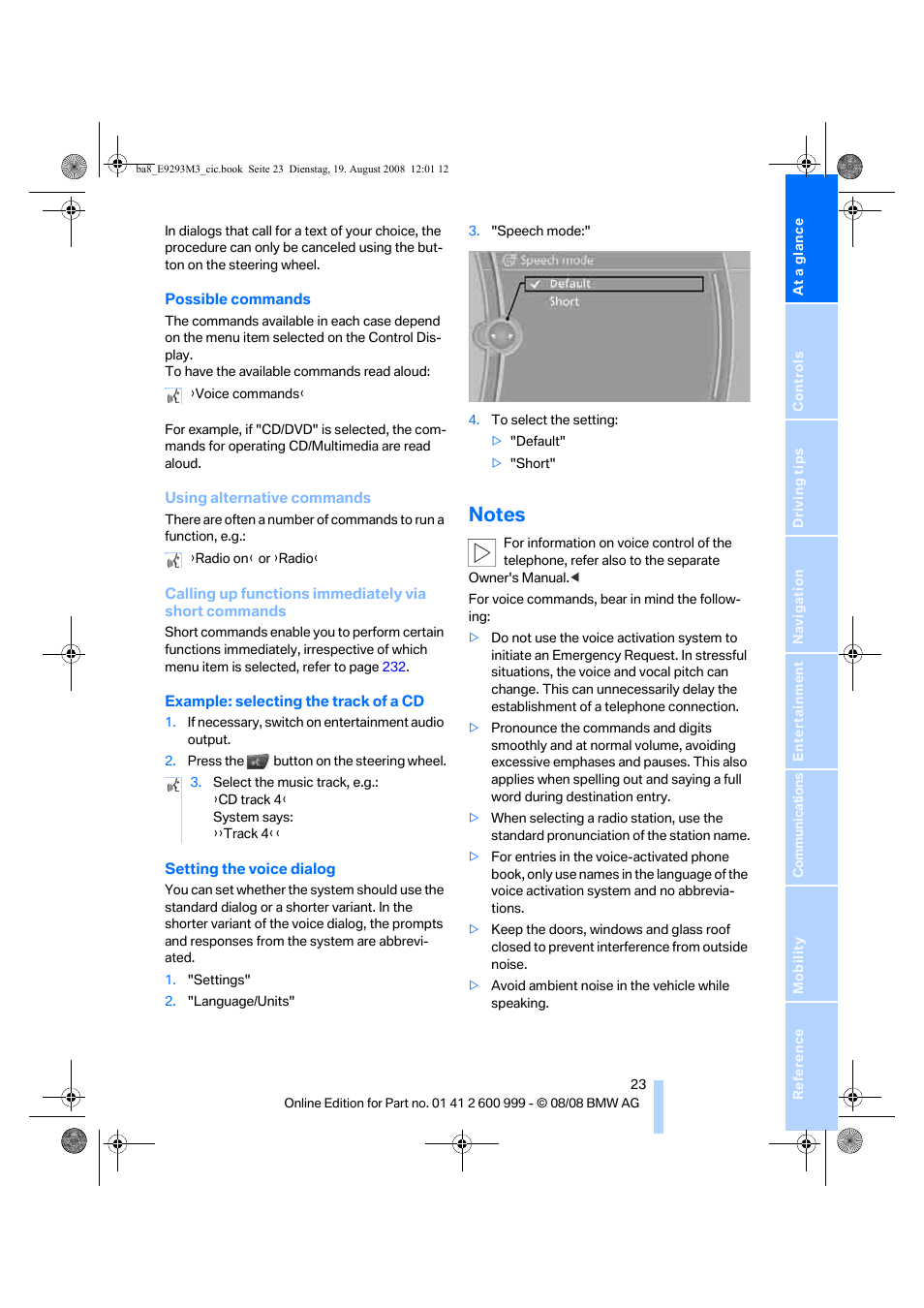 Notes | BMW M3 Convertible 2009 User Manual | Page 25 / 256