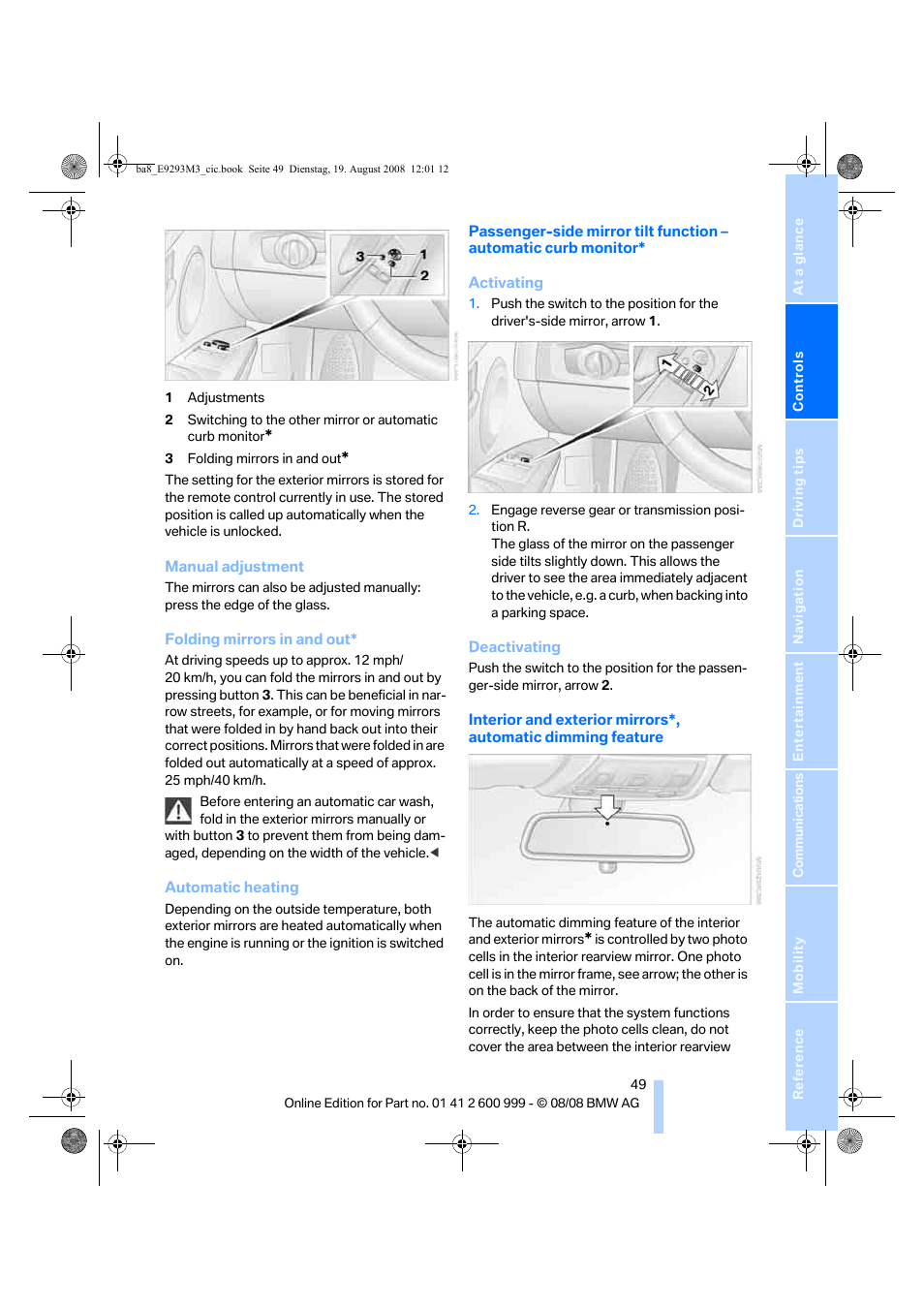 BMW M3 Convertible 2009 User Manual | Page 51 / 256