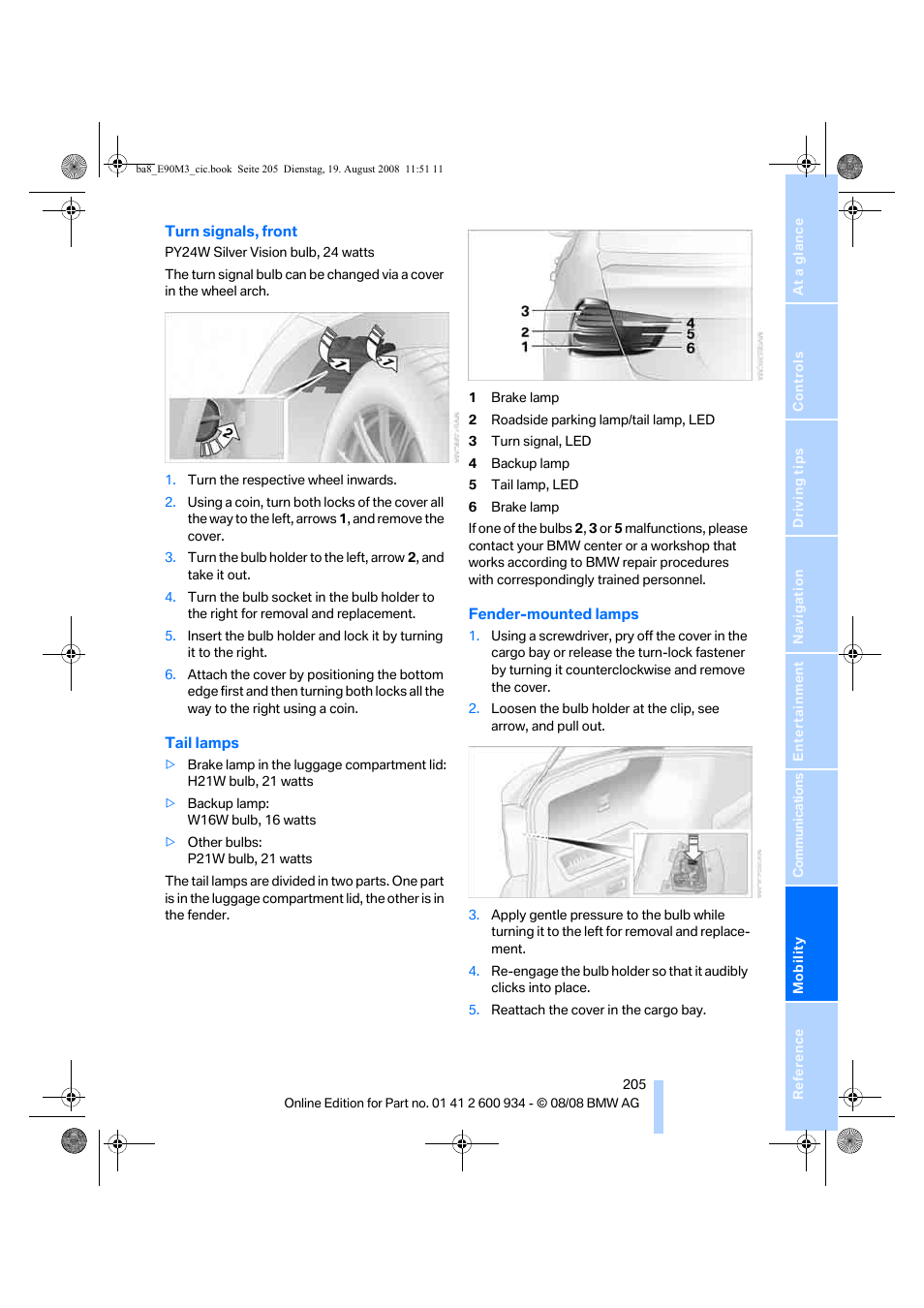 BMW M3 Sedan 2009 User Manual | Page 207 / 246