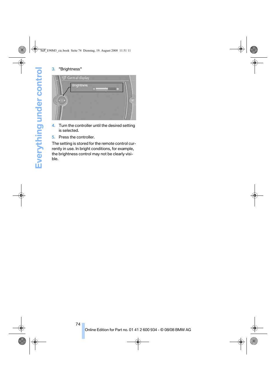 Everything under control | BMW M3 Sedan 2009 User Manual | Page 76 / 246