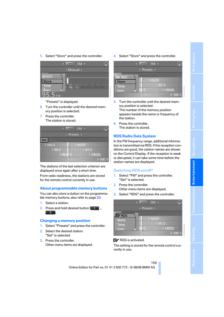 BMW M6 Convertible 2009 User Manual | Page 161 / 270