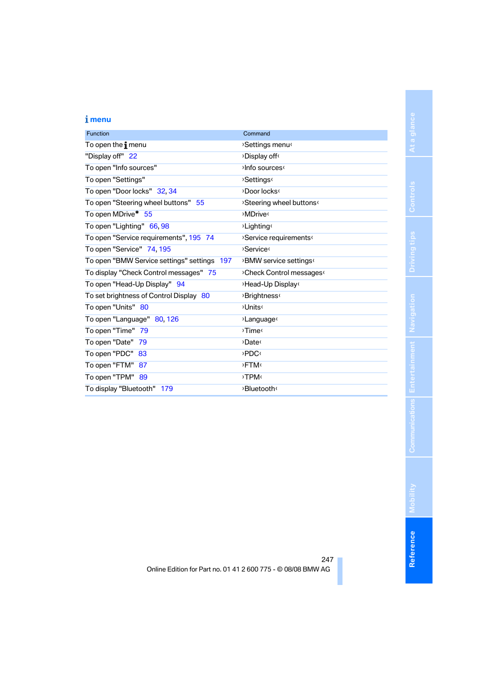 BMW M6 Convertible 2009 User Manual | Page 249 / 270