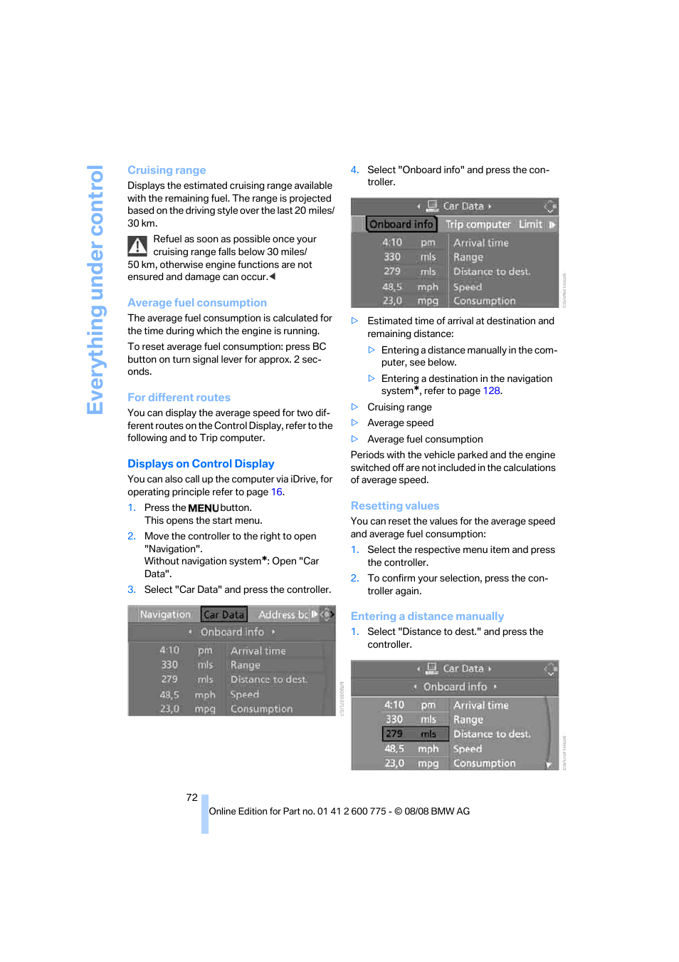 Everything under control | BMW M6 Convertible 2009 User Manual | Page 74 / 270