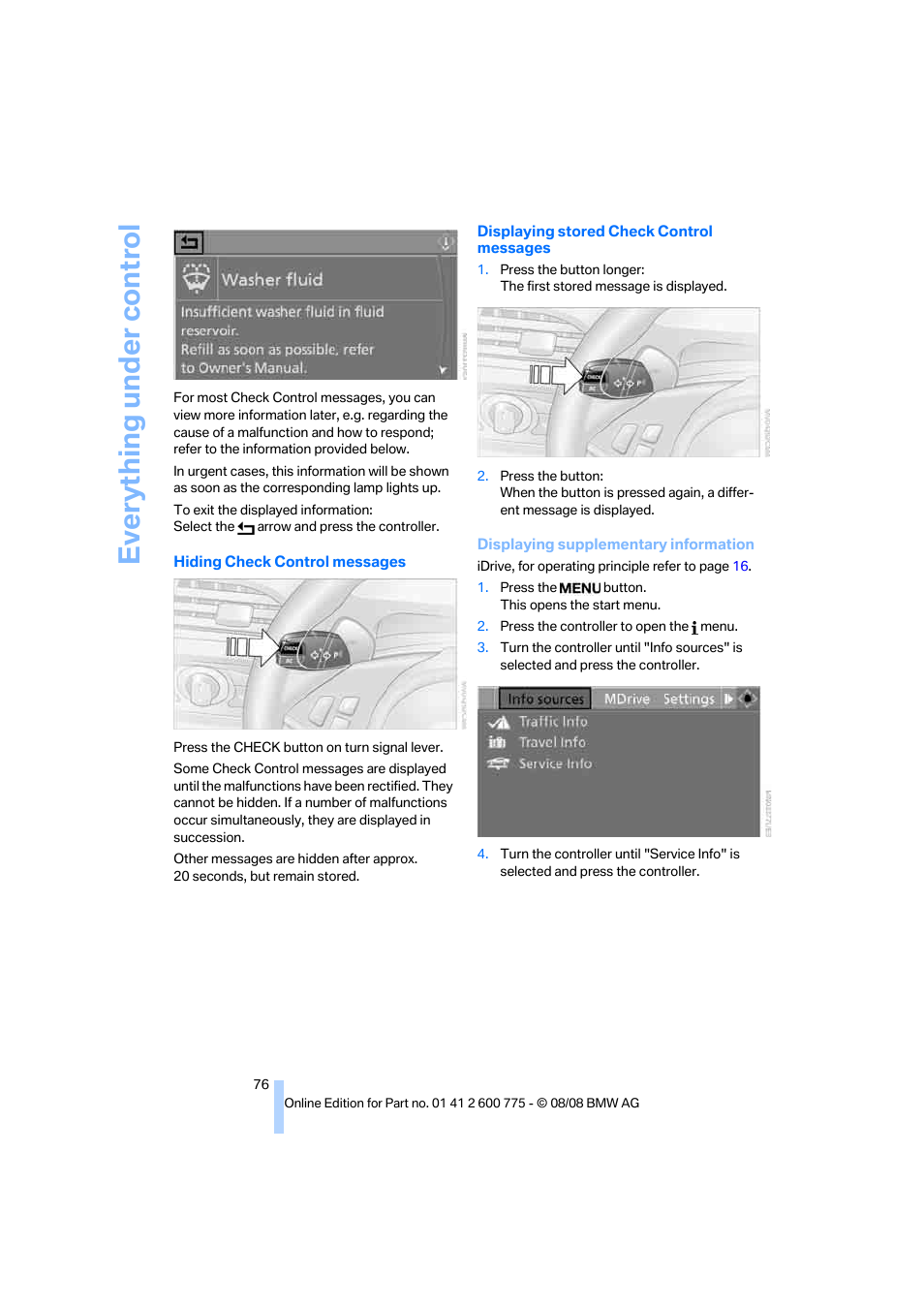 Everything under control | BMW M6 Convertible 2009 User Manual | Page 78 / 270