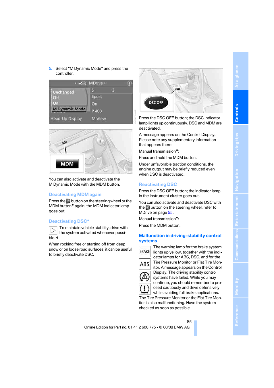 BMW M6 Convertible 2009 User Manual | Page 87 / 270