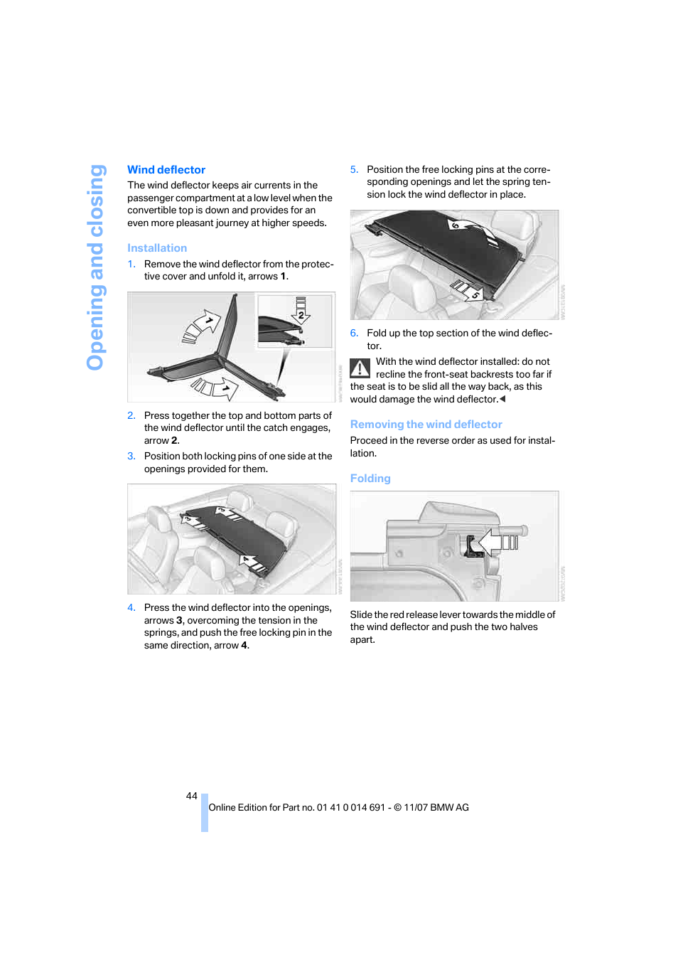 Opening and closing | BMW 135i Coupe 2008 User Manual | Page 46 / 260