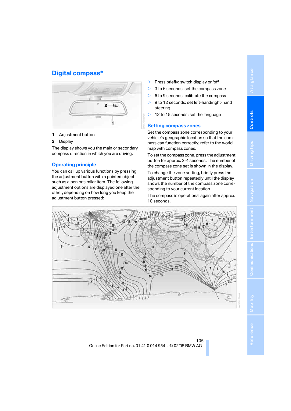 Digital compass | BMW 135i Convertible 2008 User Manual | Page 107 / 264