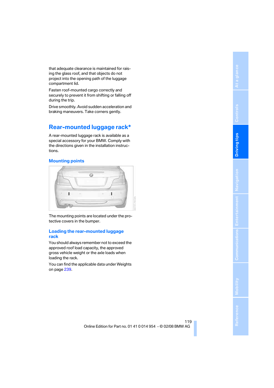 Rear-mounted luggage rack | BMW 135i Convertible 2008 User Manual | Page 121 / 264