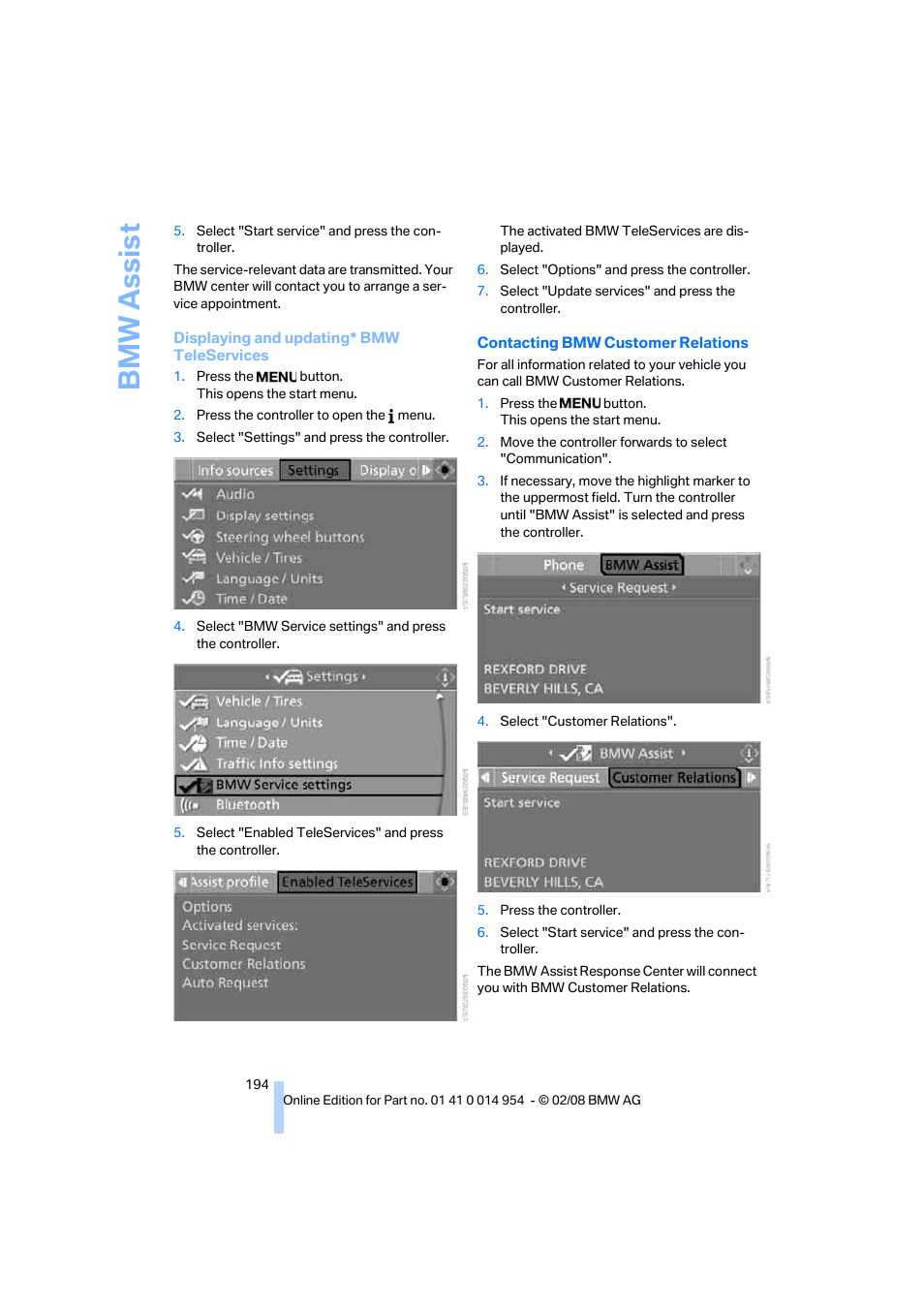 Bmw assis t | BMW 135i Convertible 2008 User Manual | Page 195 / 264