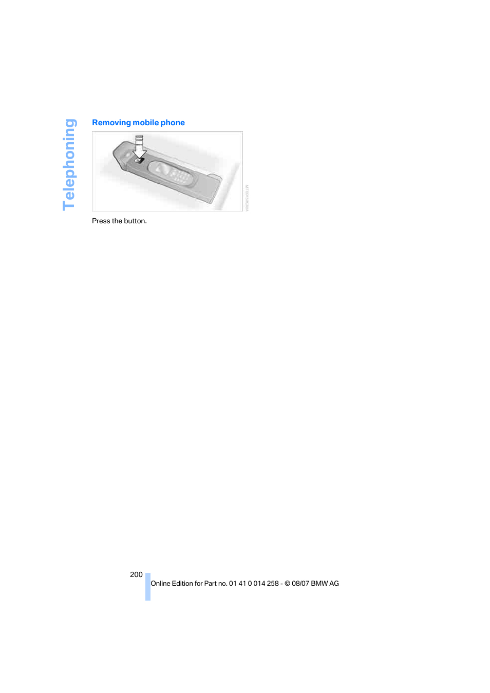 Telep h oning | BMW 335i Convertible 2008 User Manual | Page 202 / 272